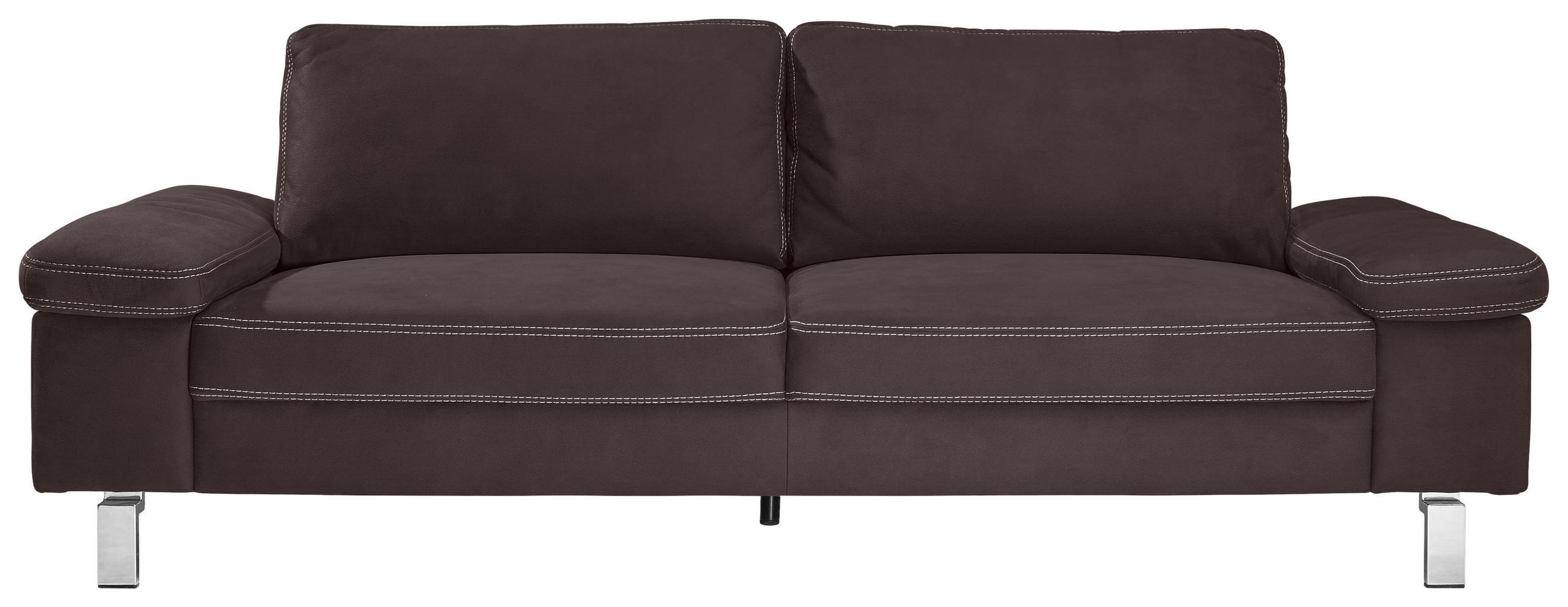 3-SITZER-SOFA in Mikrofaser Dunkelbraun  - Chromfarben/Dunkelbraun, Design, Textil/Metall (234/86/97cm) - Hom`in