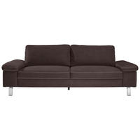3-SITZER-SOFA in Mikrofaser Dunkelbraun  - Chromfarben/Dunkelbraun, Design, Textil/Metall (234/86/97cm) - Hom`in