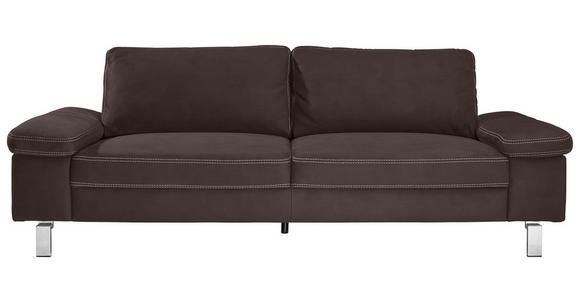 3-SITZER-SOFA in Mikrofaser Dunkelbraun  - Chromfarben/Dunkelbraun, Design, Textil/Metall (234/86/97cm) - Hom`in