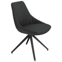 STUHL Echtleder Schwarz, Anthrazit  - Anthrazit/Schwarz, Design, Leder/Metall (55/87/62cm) - Bert Plantagie