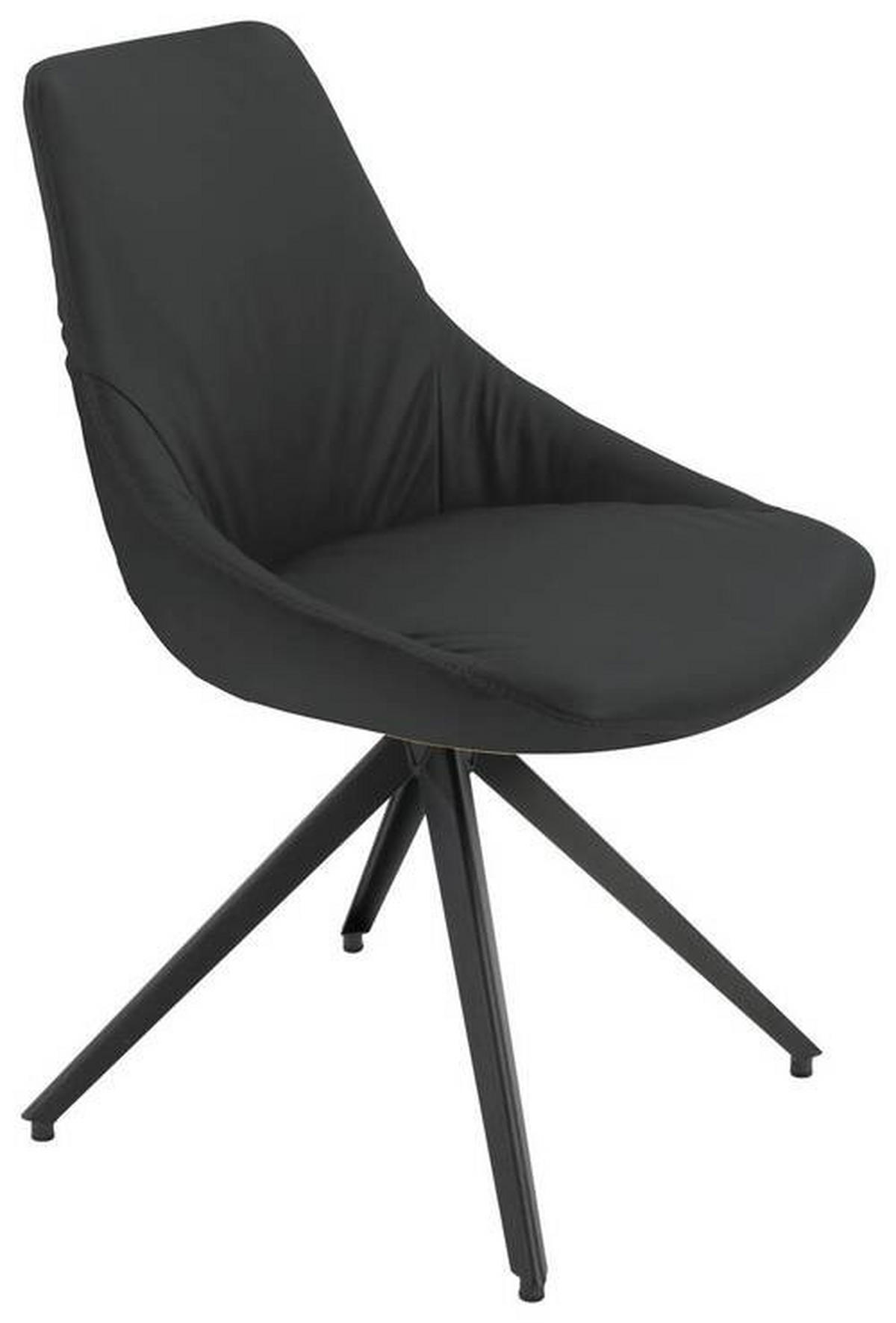STUHL Echtleder Schwarz, Anthrazit  - Anthrazit/Schwarz, Design, Leder/Metall (55/87/62cm) - Bert Plantagie