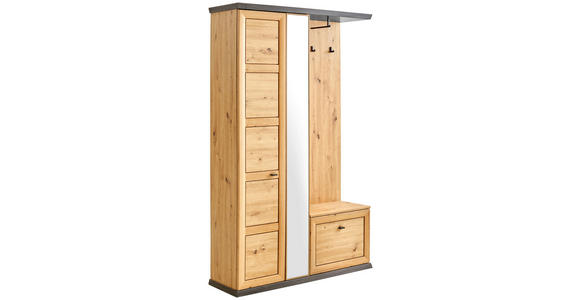 GARDEROBE 123/196,7/38,5 cm  - Dunkelgrau/Eiche Artisan, LIFESTYLE, Holzwerkstoff (123/196,7/38,5cm) - Hom`in