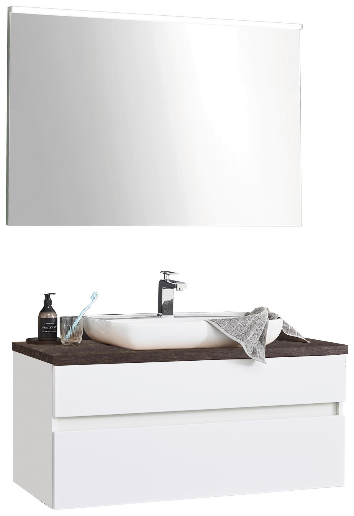 BADEZIMMER  in 100 cm  - Eichefarben/Weiß, Design, Glas/Keramik (100cm) - Novel