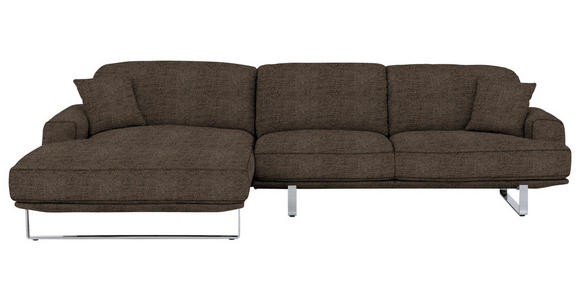 ECKSOFA in Webstoff Mokka 184/304 cm - Mokka, Design, Textil/Metall (184/304cm) - Dieter Knoll