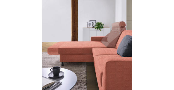 ECKSOFA in Webstoff Koralle  - Koralle/Schwarz, Design, Kunststoff/Textil (165/257cm) - Xora