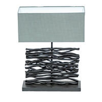TISCHLEUCHTE - Schwarz/Grau, Basics, Holz/Textil (40/15/50cm) - Globo
