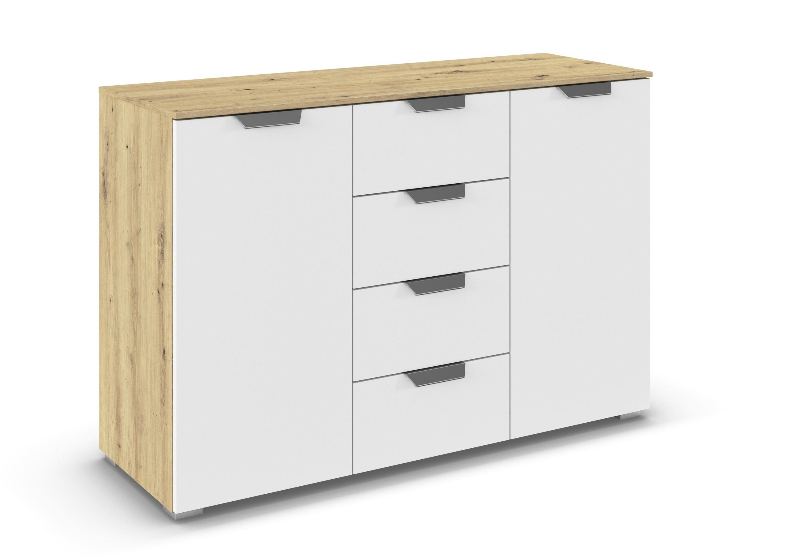 Carryhome Kommode Weiß, Eiche Artisan 120x81x42 cm