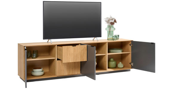 LOWBOARD Grau, Eichefarben  210/62/42 cm  - Eichefarben/Schwarz, Natur, Holz/Holzwerkstoff (210/62/42cm) - Linea Natura