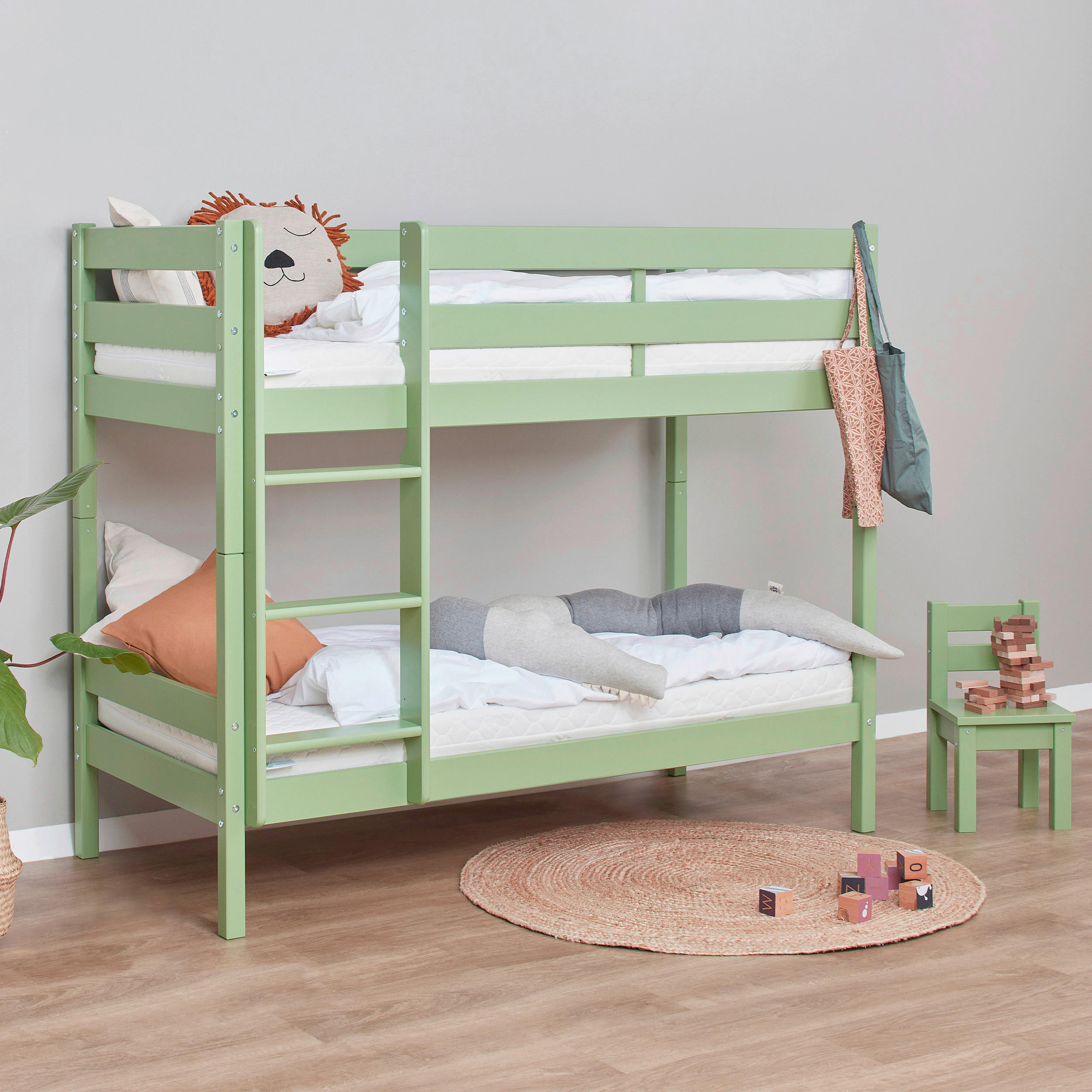 ETAGENBETT - Naturfarben/Grün, MODERN, Holz (70/160cm) - MID.YOU