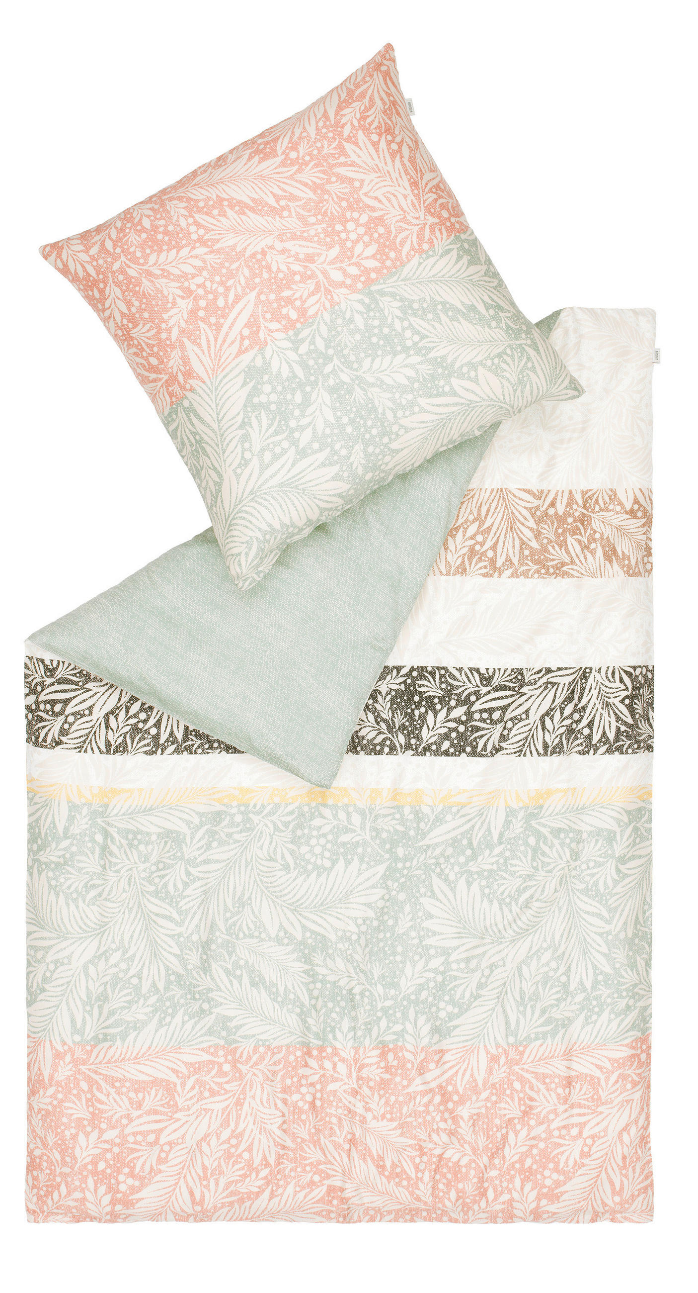 OBOUSTRANNÉ POVLEČENÍ, satén, krémová, zelená, přírodní barvy, 155/220 cm - krémová/zelená, Basics, textil (155/220cm) - Esprit
