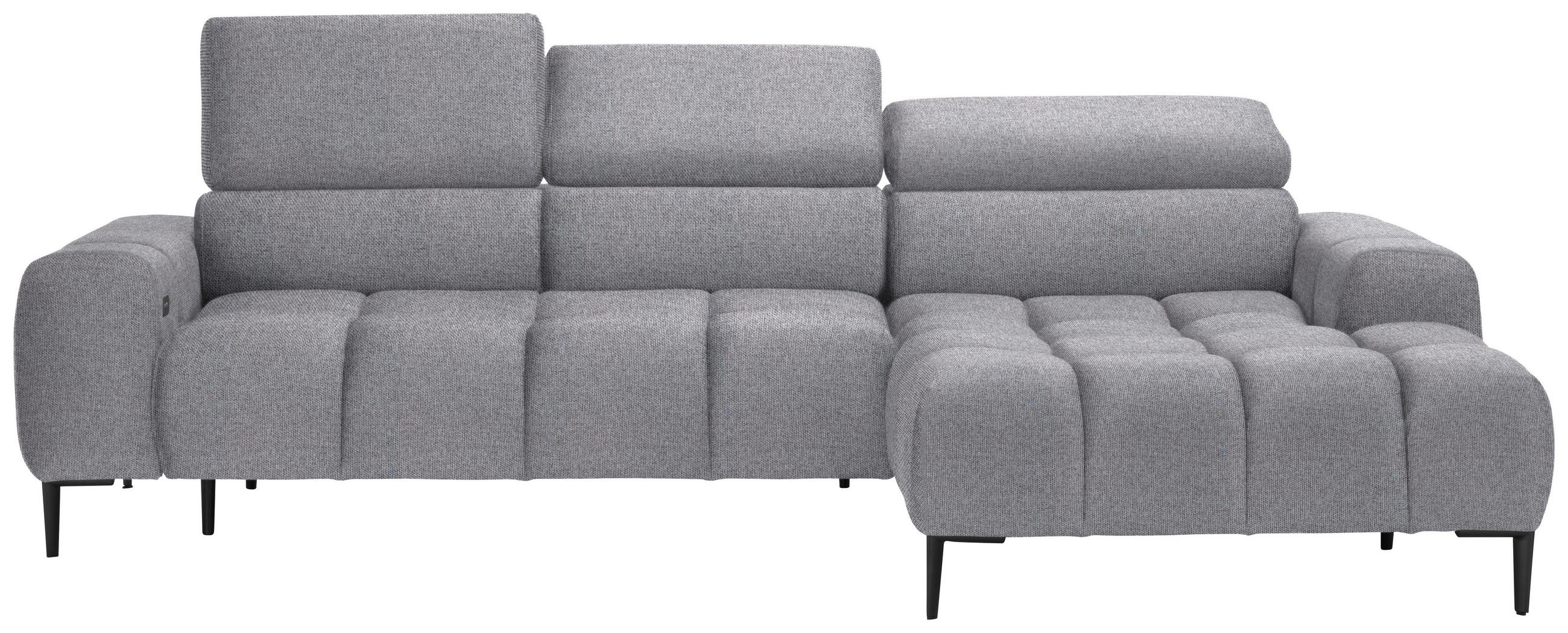 ECKSOFA in Webstoff Grau  - Schwarz/Grau, Design, Textil/Metall (270/177cm) - Welnova