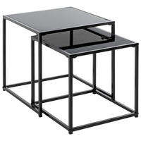 BEISTELLTISCHSET quadratisch Schwarz  - Schwarz, Design, Glas/Metall (35-40/35-40/35-40cm)