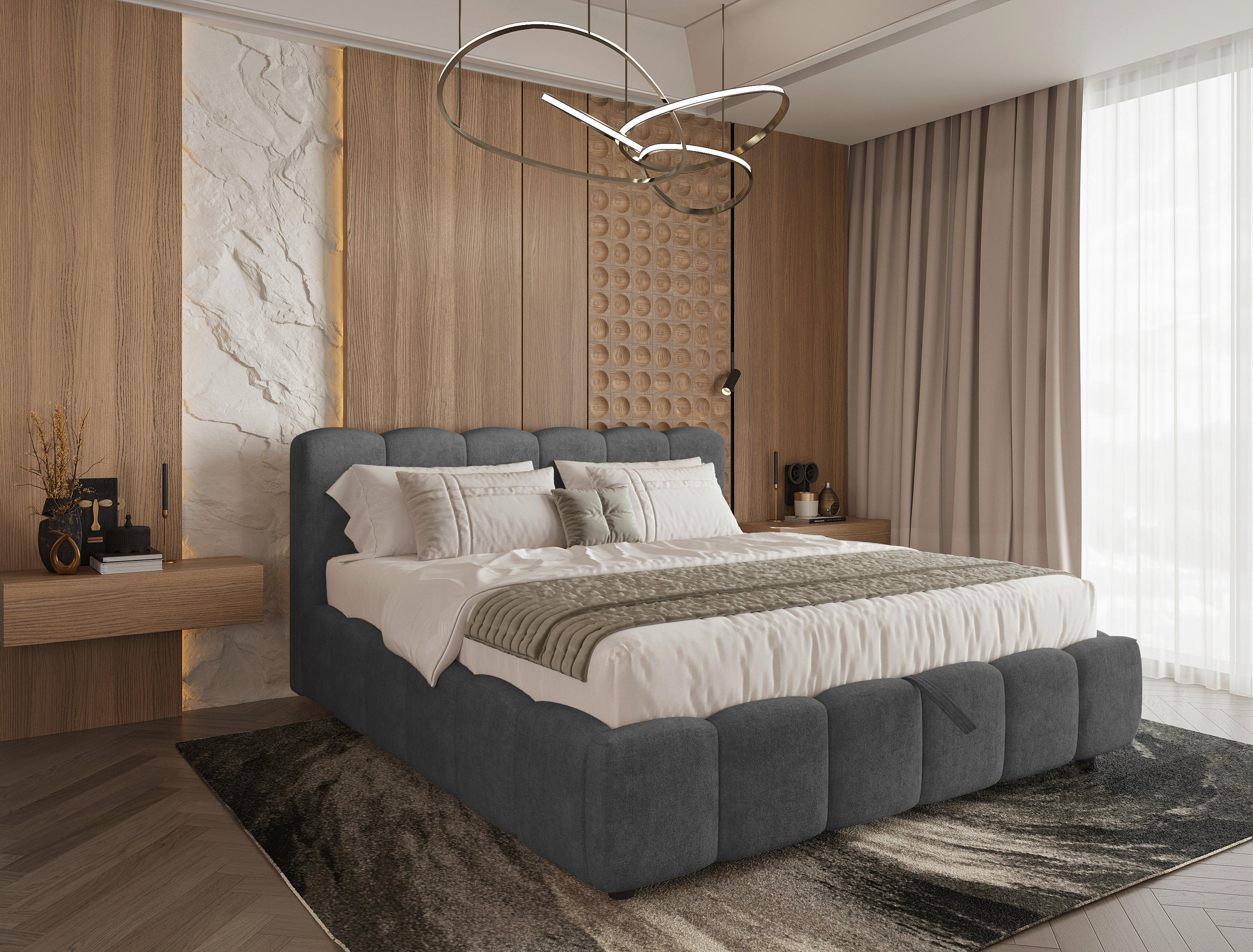 POLSTERBETT 140/200 cm,  in Anthrazit, Lattenrost, Bettkasten,  - Anthrazit/Schwarz, KONVENTIONELL, Holz/Kunststoff (140/200cm) - Boxxx