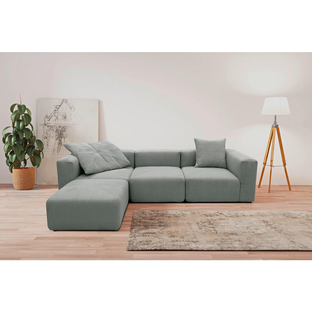 Thumbnail - Mid.you Ecksofa, Hellgrau, Textil, Uni, 4-Sitzer, seitenverkehrt montierbar, L-Form, einzeln stellbar, 301x69x193 cm, Ma...