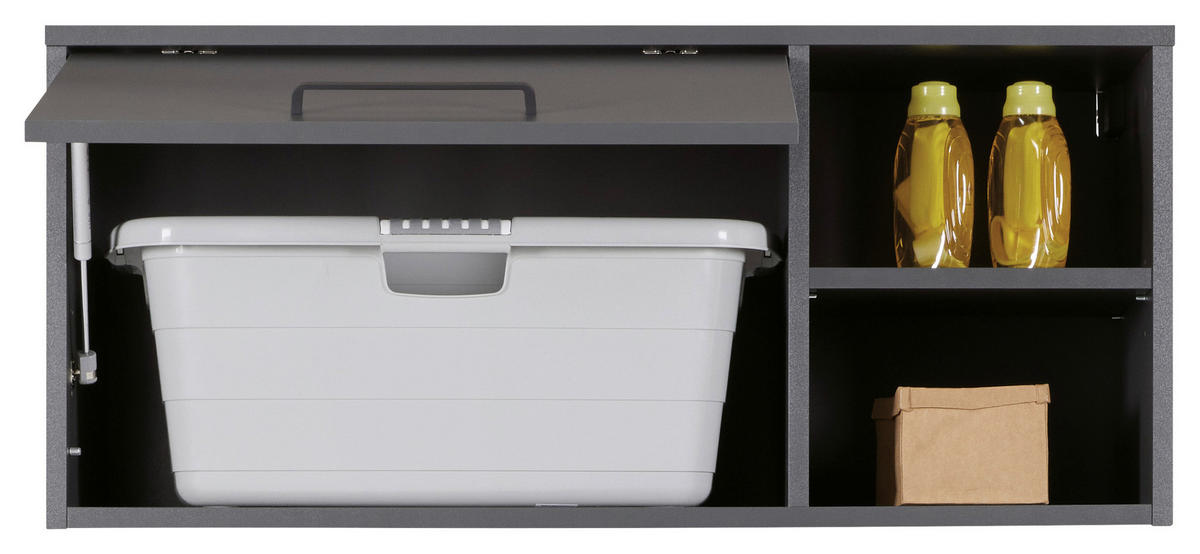 KÜCHENOBERSCHRANK 99/44/40 cm  in Anthrazit  - Anthrazit/Schwarz, MODERN, Holzwerkstoff/Metall (99/44/40cm) - home24