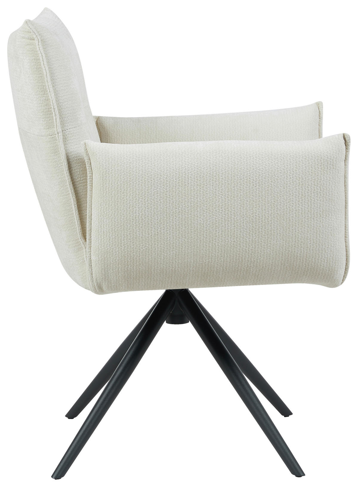 ARMLEHNSTUHL  Sitzfläche 360° drehbar, automatische Rückholfunktion Leinenoptik  - Beige/Schwarz, Design, Textil/Metall (67/86/62cm) - Stylife