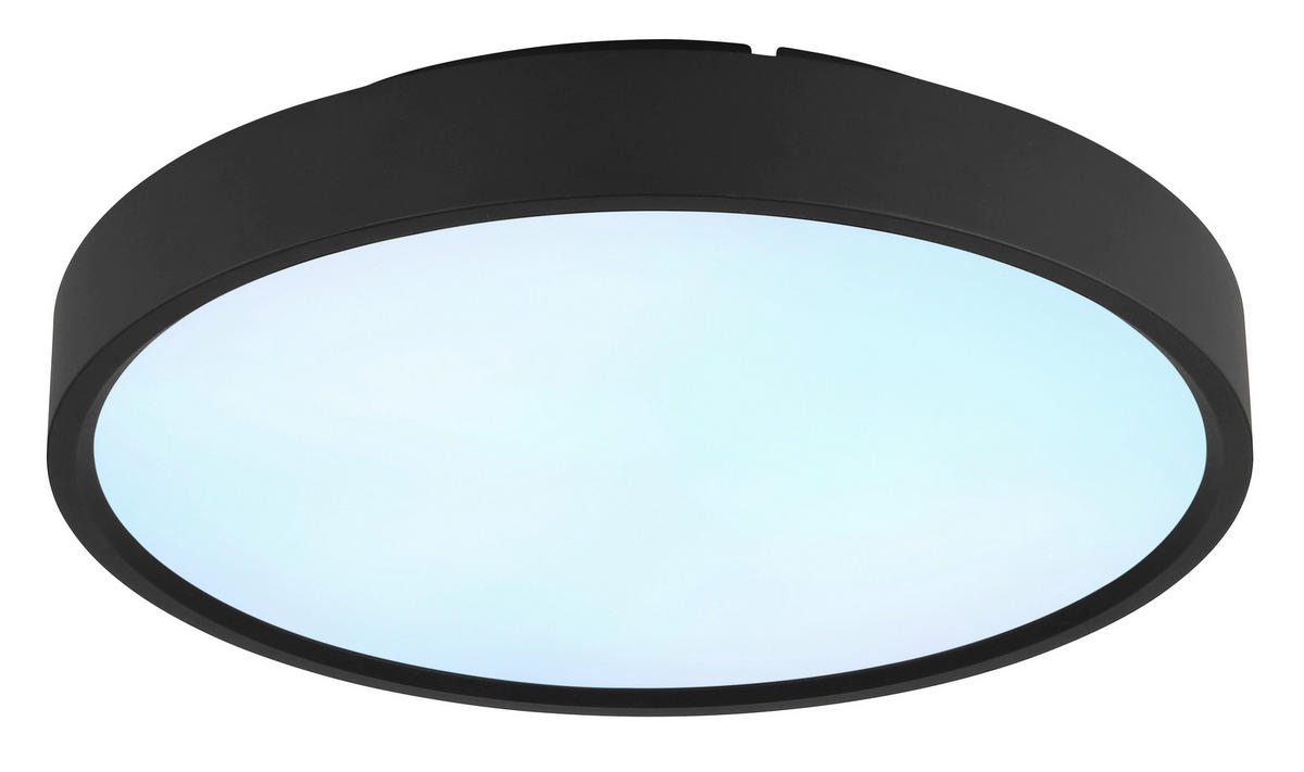 LED-DECKENLEUCHTE Jess 39/7,7 cm  - Opal/Schwarz, Design, Kunststoff/Metall (39/7,7cm) - Globo