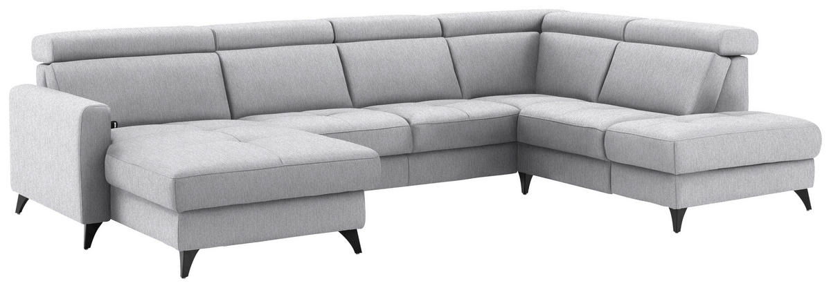 WOHNLANDSCHAFT Beldomo System in Flachgewebe Ecru  - Ecru/Schwarz, KONVENTIONELL, Textil/Metall (174/333/215cm) - Beldomo System
