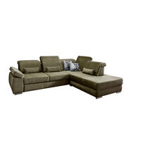 Ecksofa Grün Velours  - Chromfarben/Grün, MODERN, Holz/Textil (297/250cm) - Livetastic