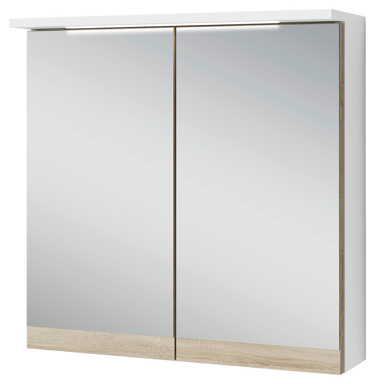 SPIEGELSCHRANK 60/60/20 cm  - Weiß/Sonoma Eiche, MODERN, Glas/Holzwerkstoff (60/60/20cm) - MID.YOU