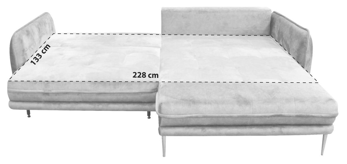 ECKSOFA  in Velours Anthrazit  264/196 cm  - Anthrazit/Goldfarben, Design, Textil/Metall (264/196cm) - MID.YOU