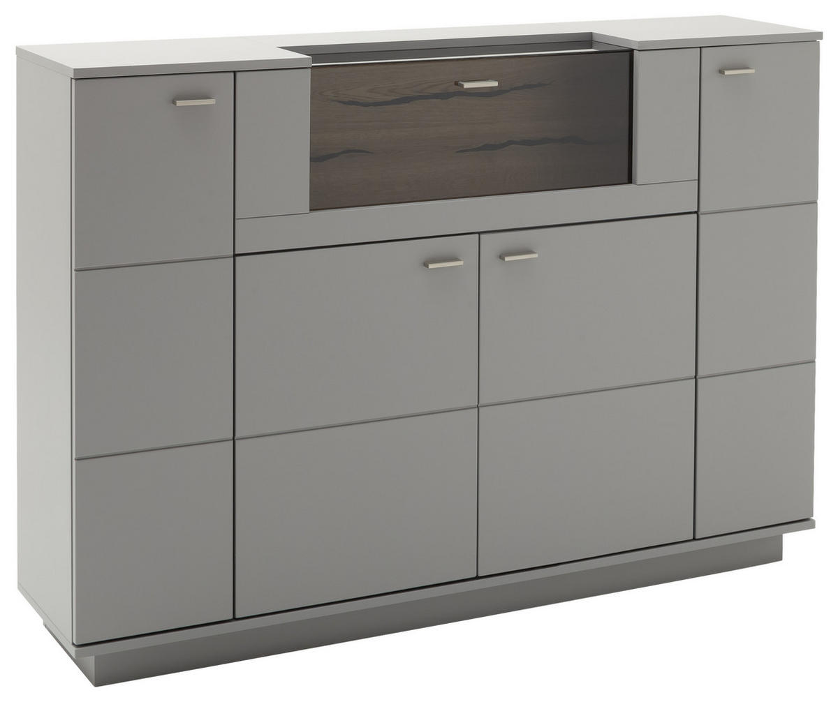 HIGHBOARD  in 160/113/38 cm  - Eichefarben/Grau, Design, Glas/Holzwerkstoff (160/113/38cm) - MID.YOU