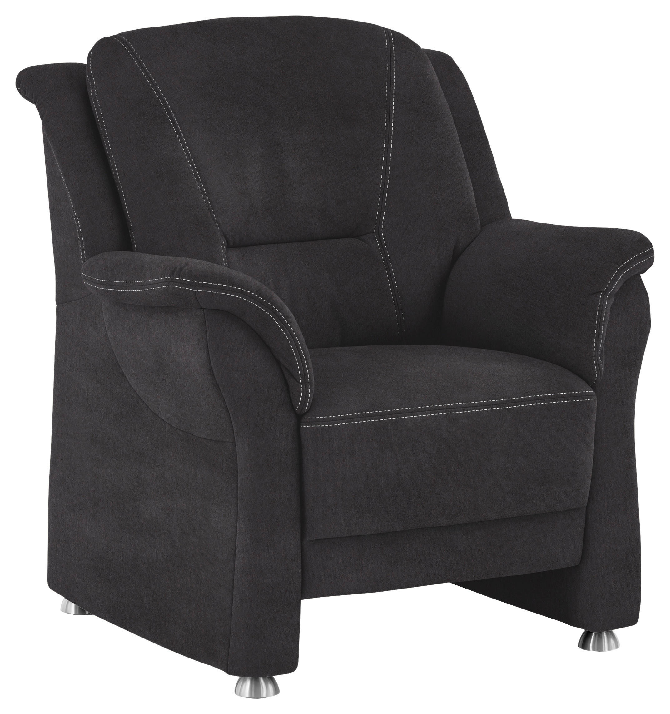 SESSEL in Mikrofaser Anthrazit  - Anthrazit/Beige, Konventionell, Textil/Metall (90/100/89cm) - Beldomo Comfort