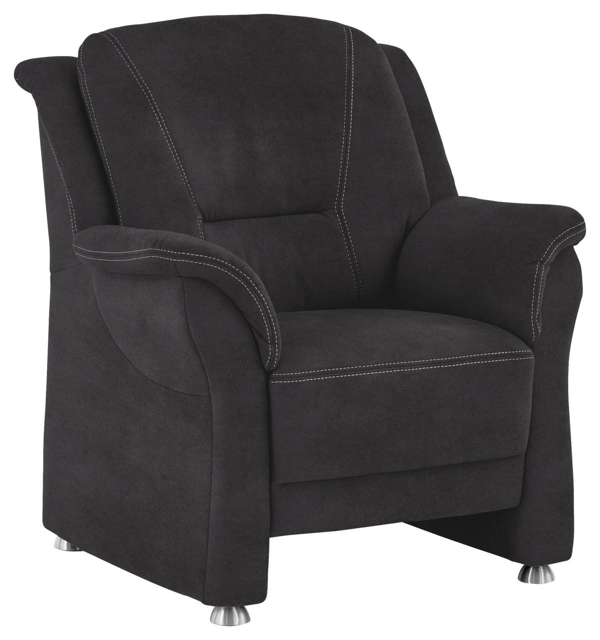 SESSEL in Mikrofaser Anthrazit  - Anthrazit/Beige, KONVENTIONELL, Textil/Metall (90/100/89cm) - Beldomo Comfort