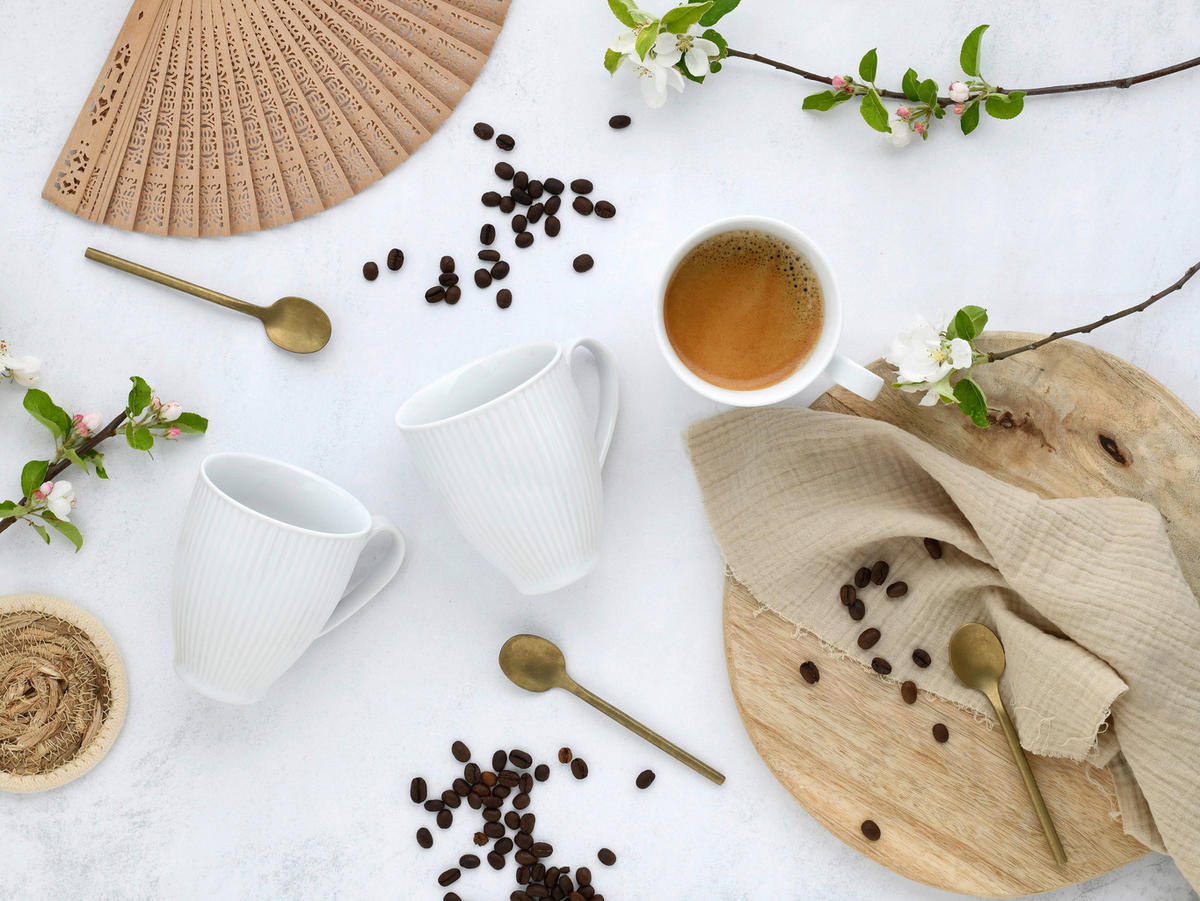 KAFFEEBECHERSET Valencia 6-teilig  - Weiß, Design, Keramik - Creatable
