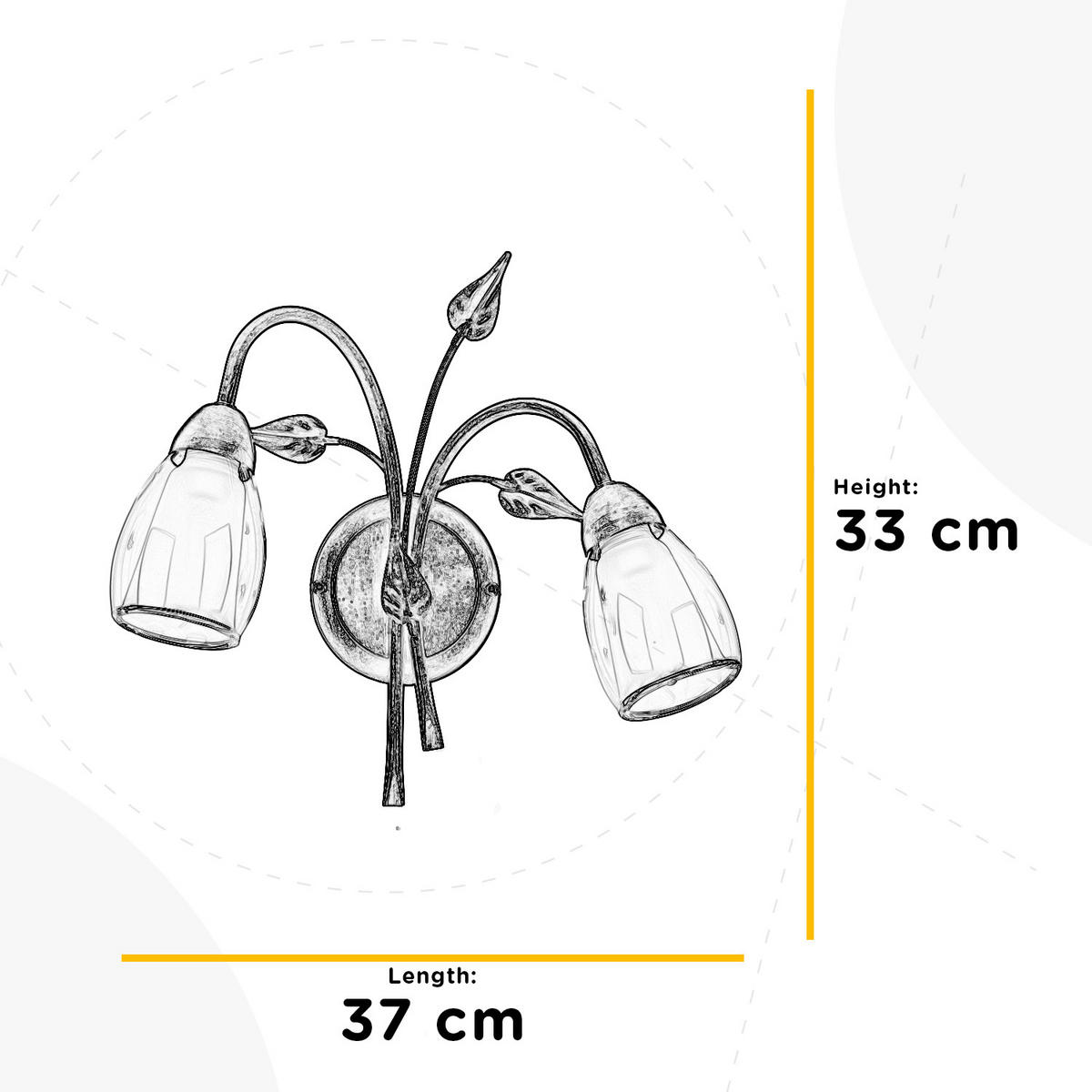 WANDLEUCHTE Delia 37/20/33 cm   - Cognac, KONVENTIONELL, Glas/Metall (37/20/33cm)