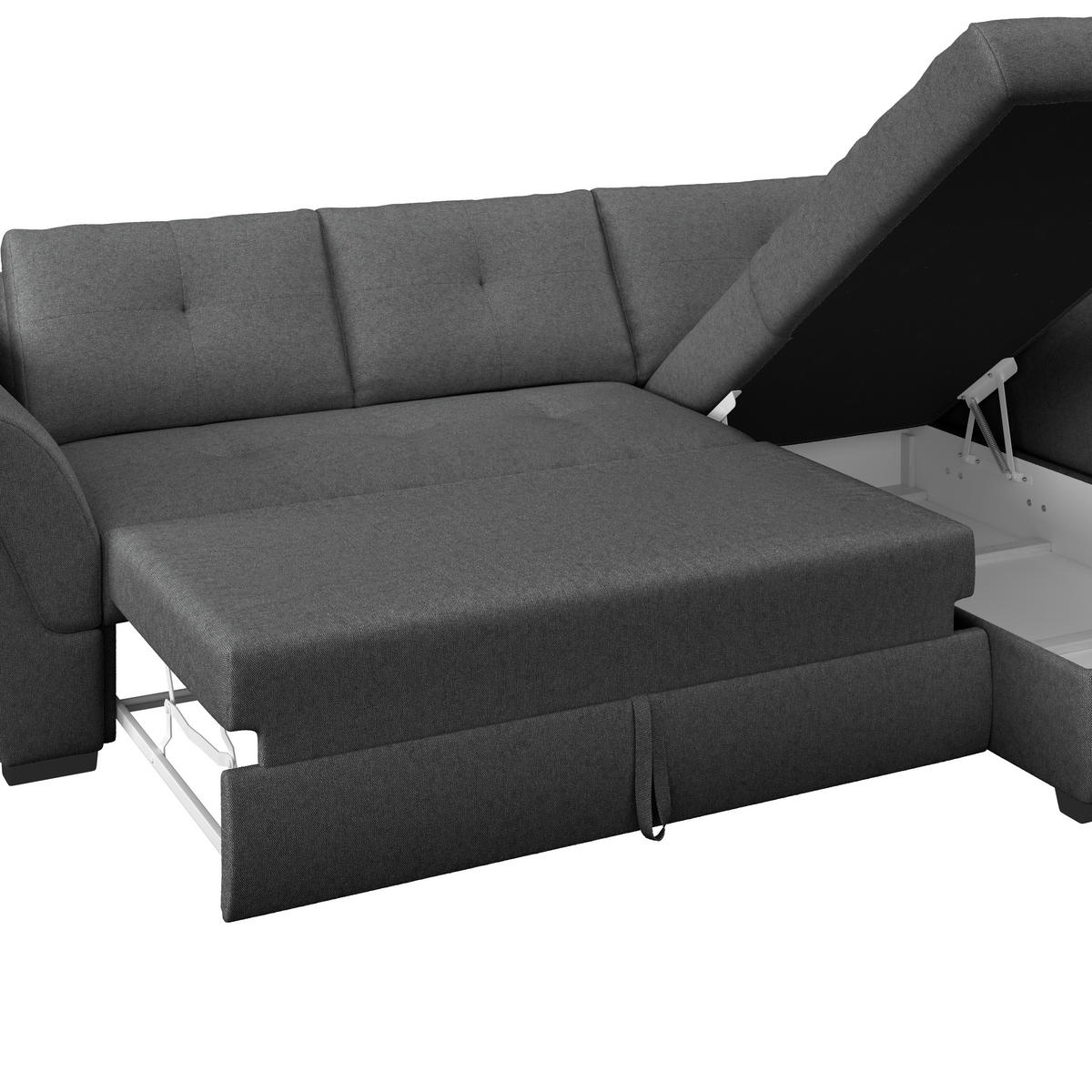 ECKSOFA in Webstoff Anthrazit  - Anthrazit/Schwarz, Design, Kunststoff/Textil (278/187cm) - Livetastic