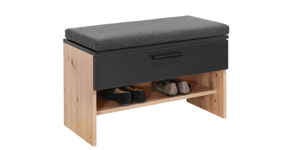 GARDEROBENBANK Almada  in 80/46/38 cm  - Eichefarben/Anthrazit, KONVENTIONELL, Holzwerkstoff/Kunststoff (80/46/38cm) - Moderano