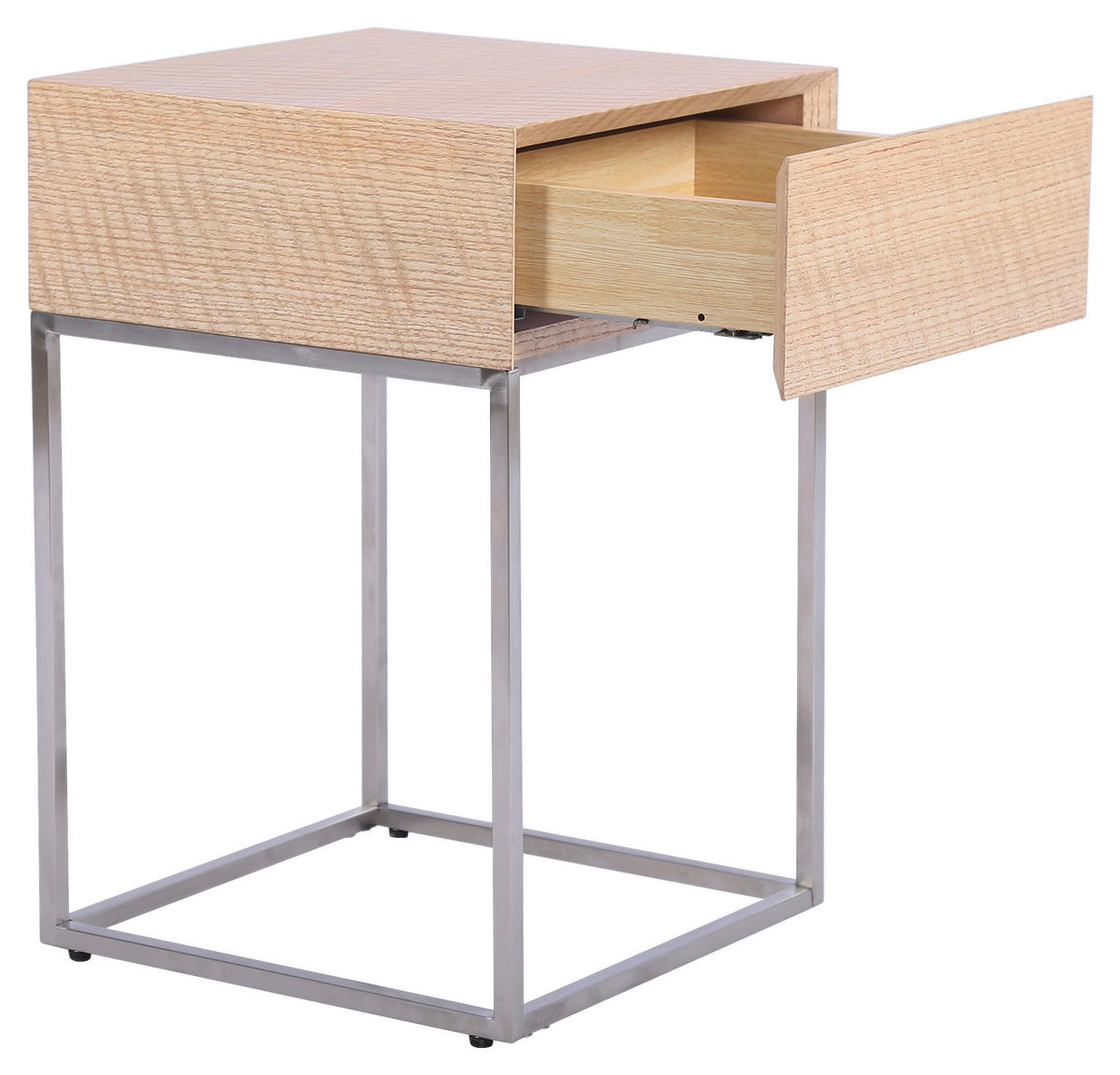 NACHTKÄSTCHEN in furniert Eiche Silberfarben, Eichefarben  - Eichefarben/Silberfarben, Basics, Holz/Holzwerkstoff (40/62/40cm) - Xora