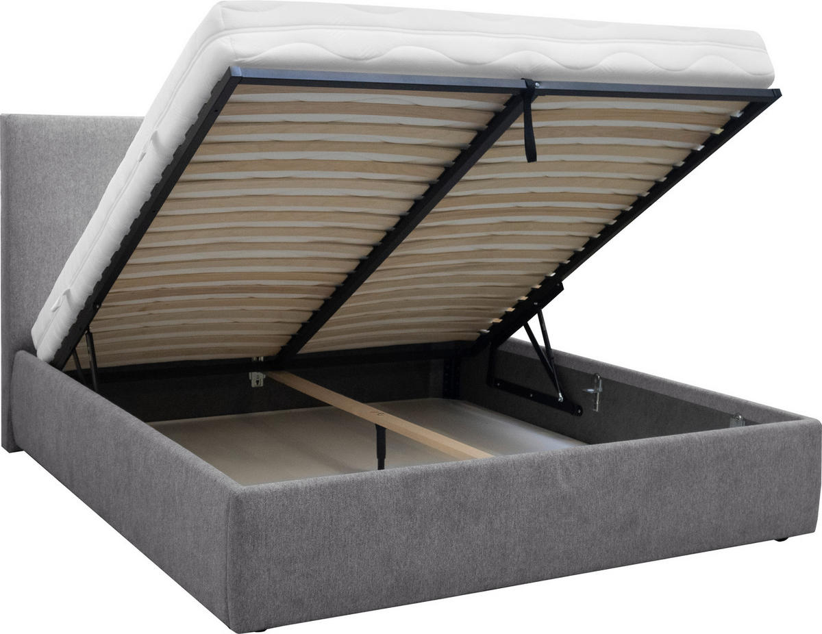 KÁRPITOZOTT ÁGY 180/200 cm  szürke  - fekete/szürke, Basics, műanyag/textil (180/200cm) - Ti'me