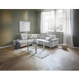 ECKSOFA inkl. Funktionen Hellgrau Cord  - Silberfarben/Hellgrau, Design, Textil/Metall (226/257cm) - Xora