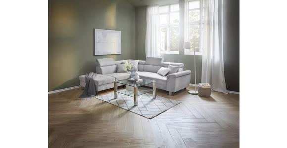 ECKSOFA inkl. Funktionen Hellgrau Cord - Silberfarben/Hellgrau, Design, Textil/Metall (226/257cm) - Xora