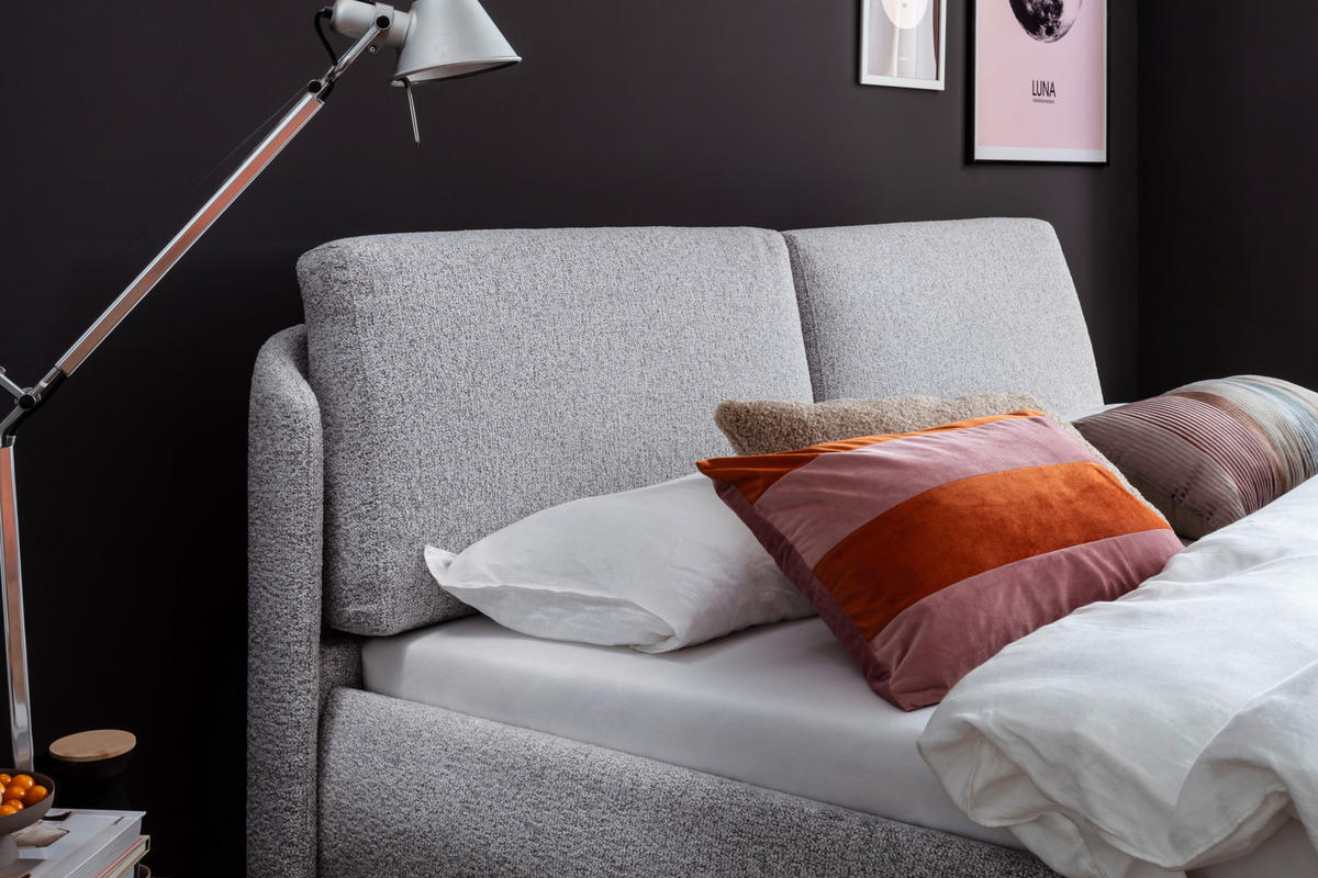 POLSTERBETT 180/200 cm  in Hellgrau  - Hellgrau/Schwarz, Design, Textil/Metall (180/200cm) - Esposa