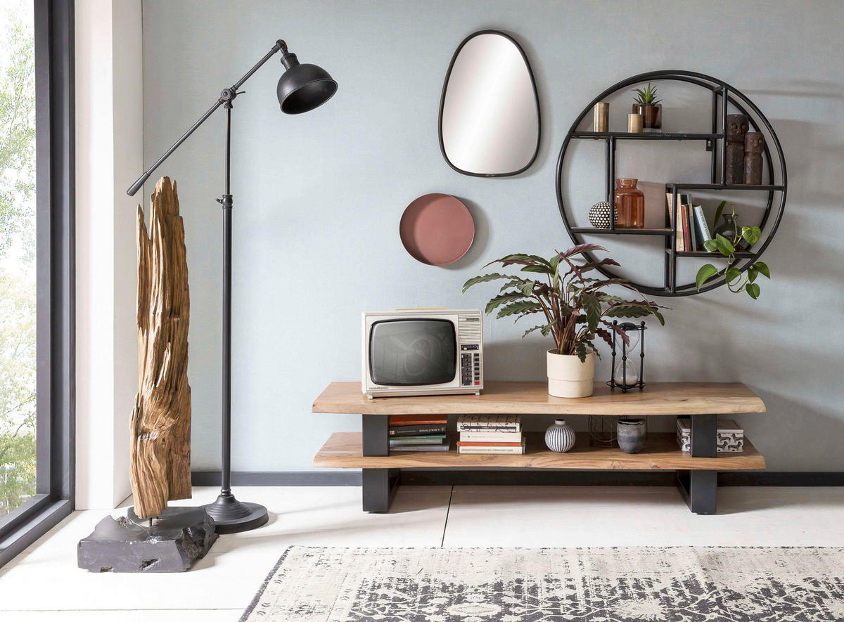 LOWBOARD  140/36/40 cm   - Schwarz/Naturfarben, Design, Holz/Metall (140/36/40cm) - MID.YOU