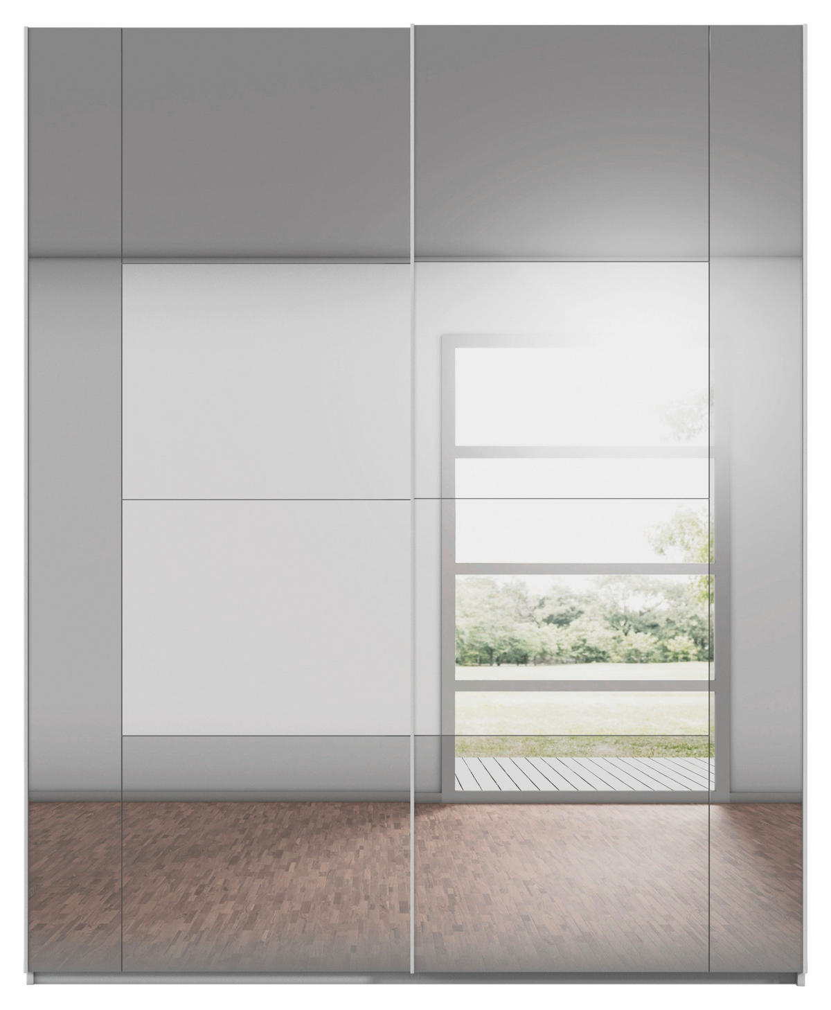 SCHWEBETÜRENSCHRANK 181/223/68 cm 2-türig Seidengrau  - Seidengrau, Design, Glas/Holzwerkstoff (181/223/68cm) - Xora