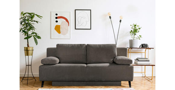 SCHLAFSOFA Cord Dunkelbraun Rückenkissen, Armlehnenkissen, Bettkasten, Rücken echt  - Dunkelbraun/Schwarz, MODERN, Textil/Metall (197/92/88cm) - Novel