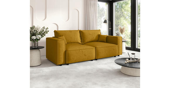 SOFA Webstoff Senfgelb  - Senfgelb/Schwarz, MODERN, Kunststoff/Textil (250/70/104cm) - Xora