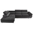 ECKSOFA Schwarz, Dunkelgrau Webstoff  - Dunkelgrau/Schwarz, Design, Textil/Metall (235/280cm) - Hom`in