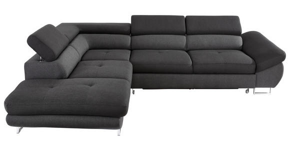 ECKSOFA in Webstoff Schwarz, Dunkelgrau  - Dunkelgrau/Schwarz, Design, Textil/Metall (235/280cm) - Hom`in