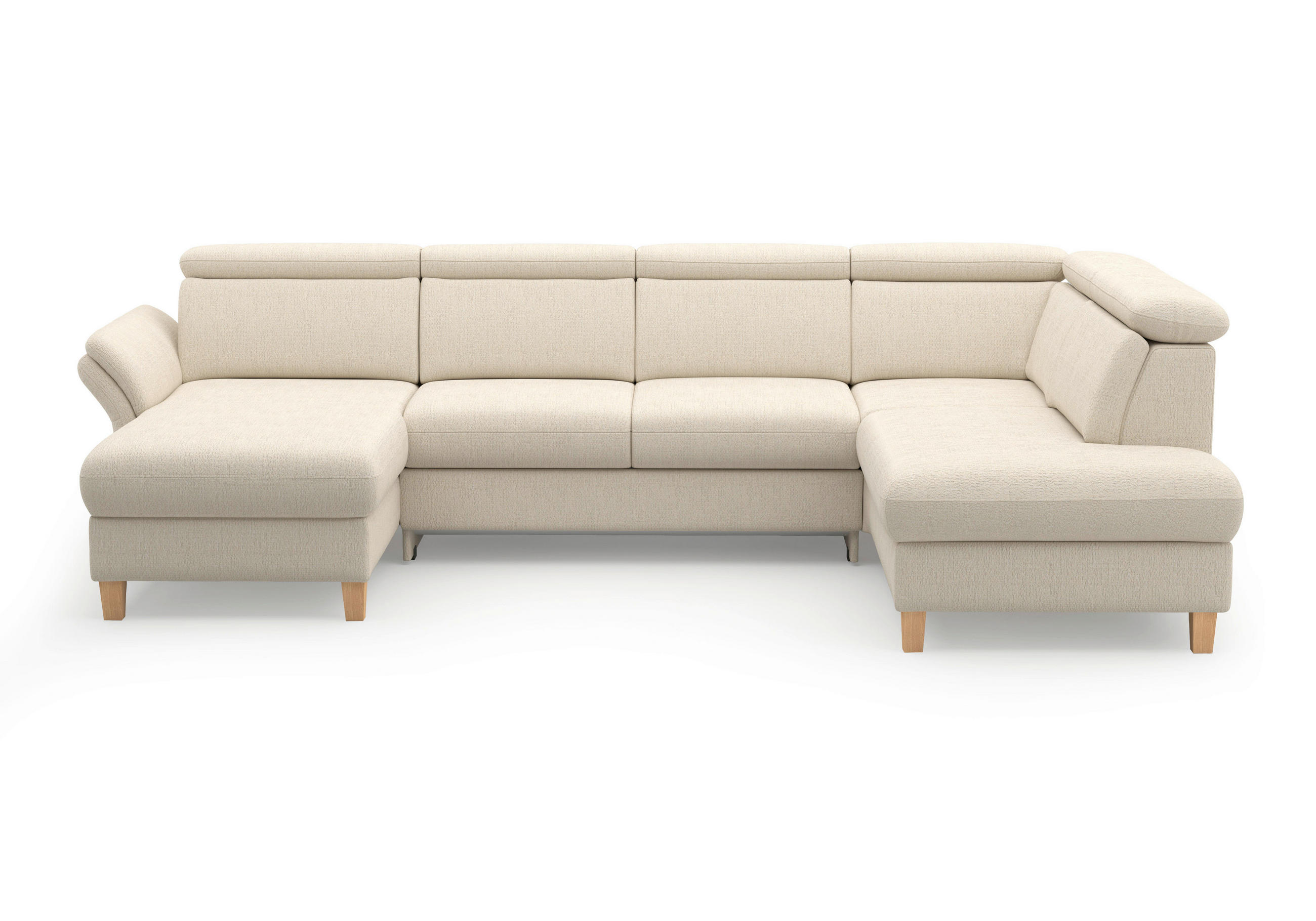 WOHNLANDSCHAFT Chenille Sandfarben  - Sandfarben/Eichefarben, Konventionell, Holz/Textil (166/321/193cm) - Sit & More