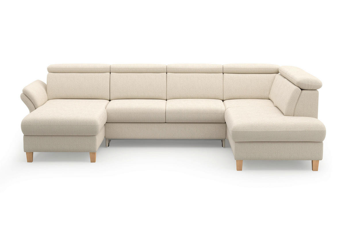 WOHNLANDSCHAFT GLENDALE E Sandfarben Chenille  - Sandfarben/Eichefarben, KONVENTIONELL, Holz/Textil (166/321/193cm) - Sit & More