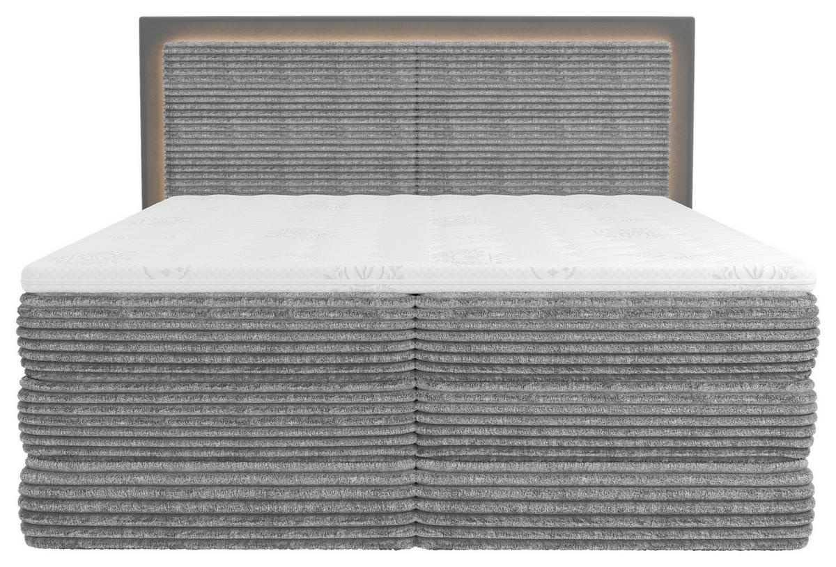 BOXSPRINGBETT 180/200 cm  in Grau  - Schwarz/Grau, Trend, Holz/Holzwerkstoff (180/200cm) - Boxxx