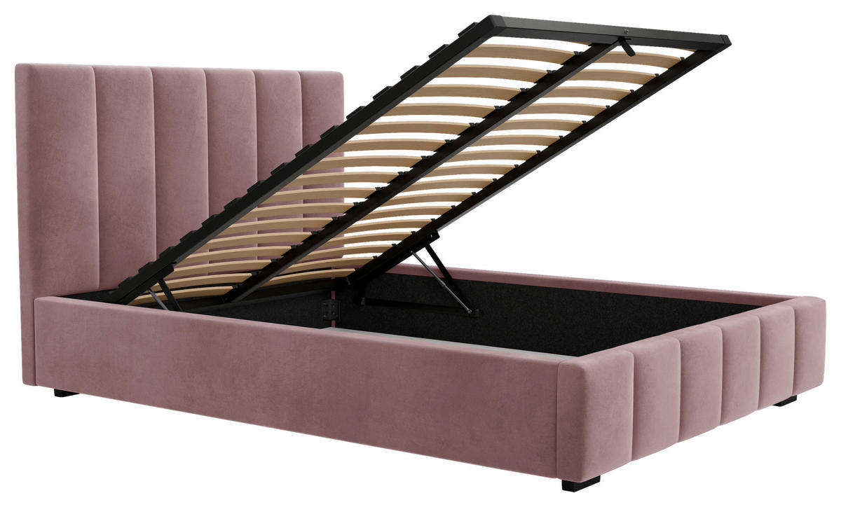POLSTERBETT Lattenrost, Bettkasten 160/200 cm  in Rosa  - Schwarz/Rosa, Design, Holz/Kunststoff (160/200cm) - Boxxx