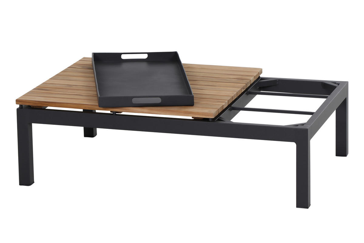 LOUNGEGARNITUR Teakholz massiv Aluminium  - Anthrazit/Grau, KONVENTIONELL, Holz/Textil (252/84/252cm) - Siena Garden