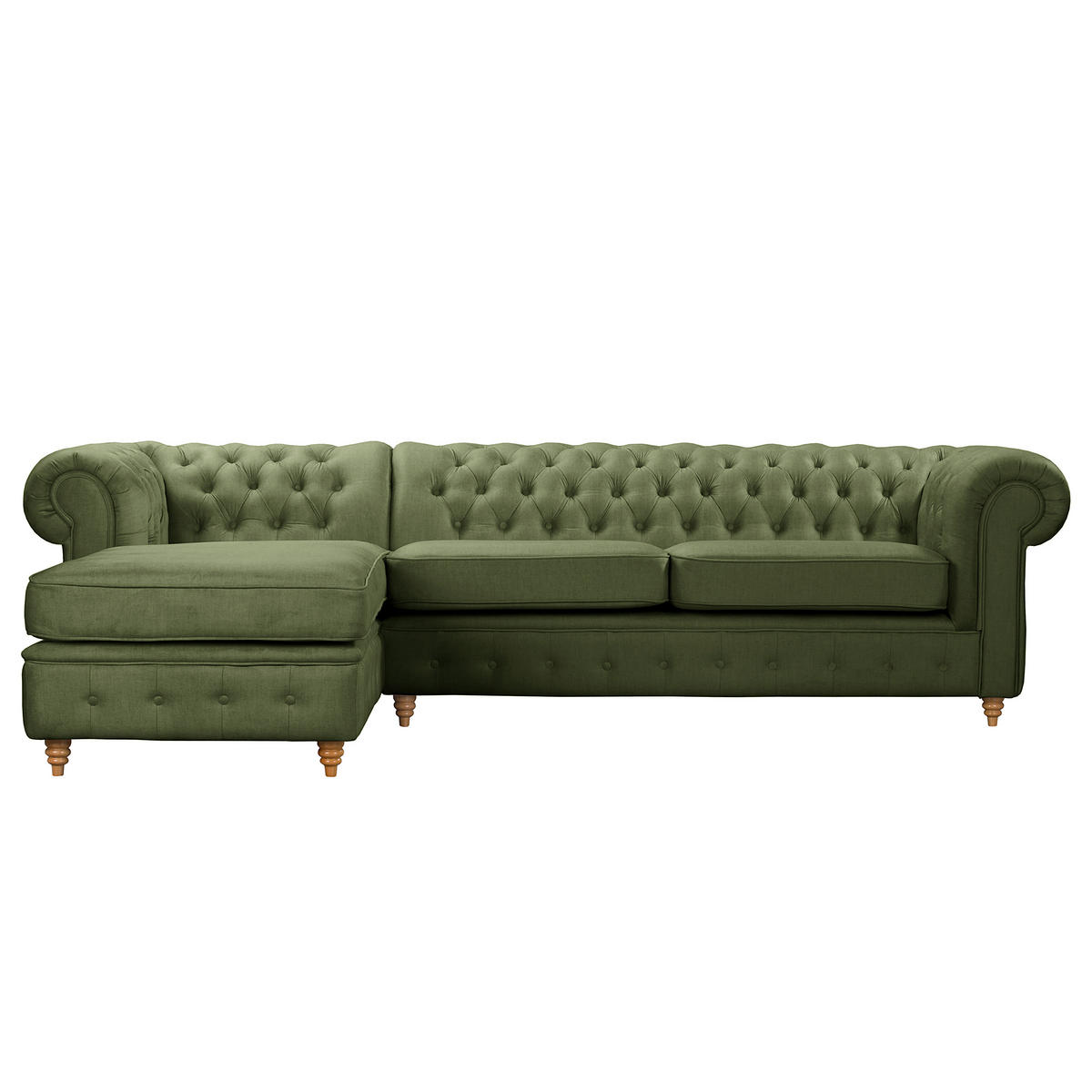 ECKSOFA Mikrofaser Dunkelgrün  - Dunkelgrün/Braun, Design, Holz/Textil (182/284cm) - P & B