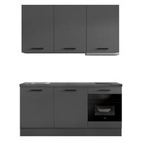 KÜCHENBLOCK 180 cm   in Graphitfarben  - Schieferfarben/Schwarz, Basics, Holzwerkstoff/Metall (180cm) - Impuls